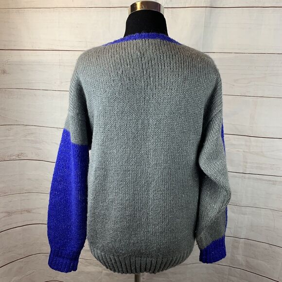 Vintage Wool Angora Sweater Pullover S Art Modern Skyscrapers Houses Skyline NYC - Picture 3 of 12